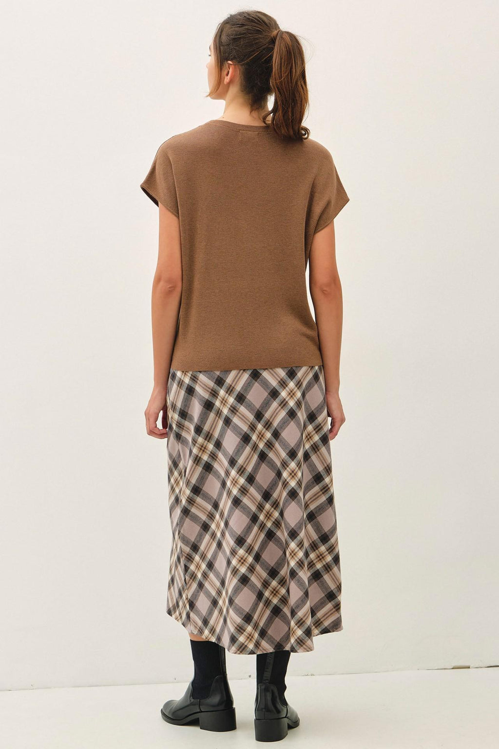Campbell Plaid Knee Length A-Line Skirt