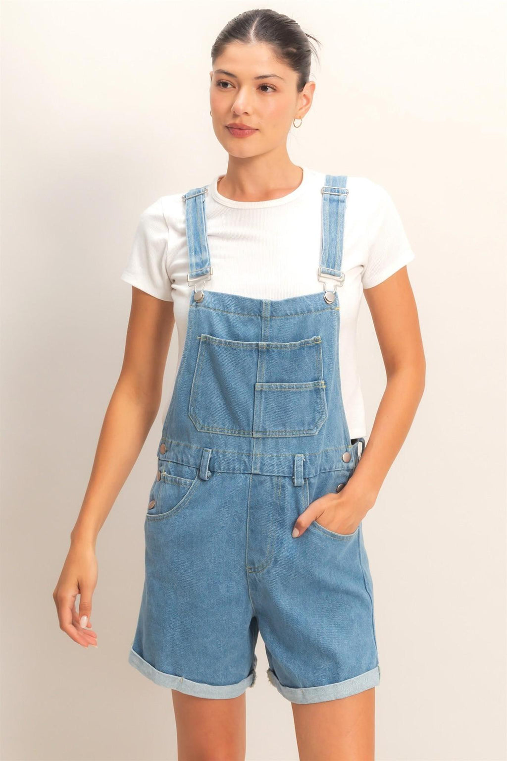 Denim Cross Back Overalls