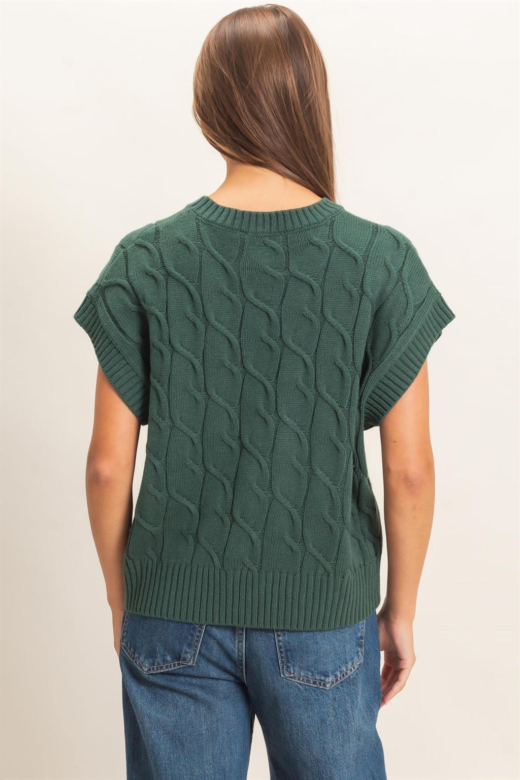 Cable Knit Cap Sleeve Sweater