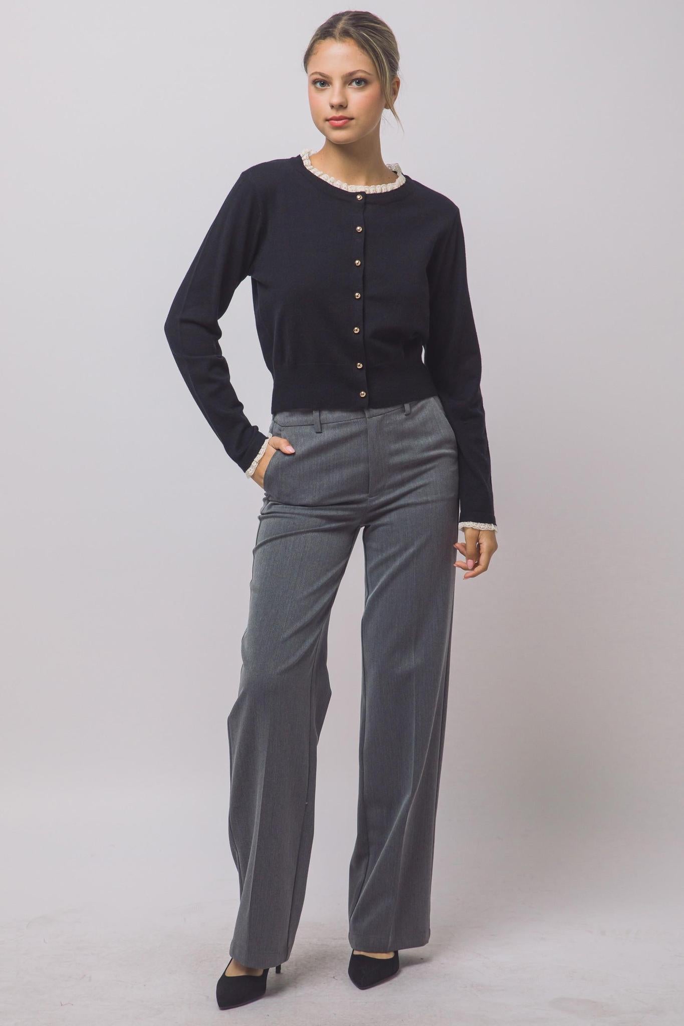 Lace-Trimmed Cardigan