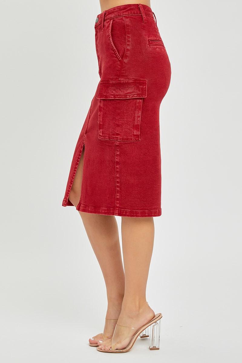 High Rise Midi Cargo Skirt