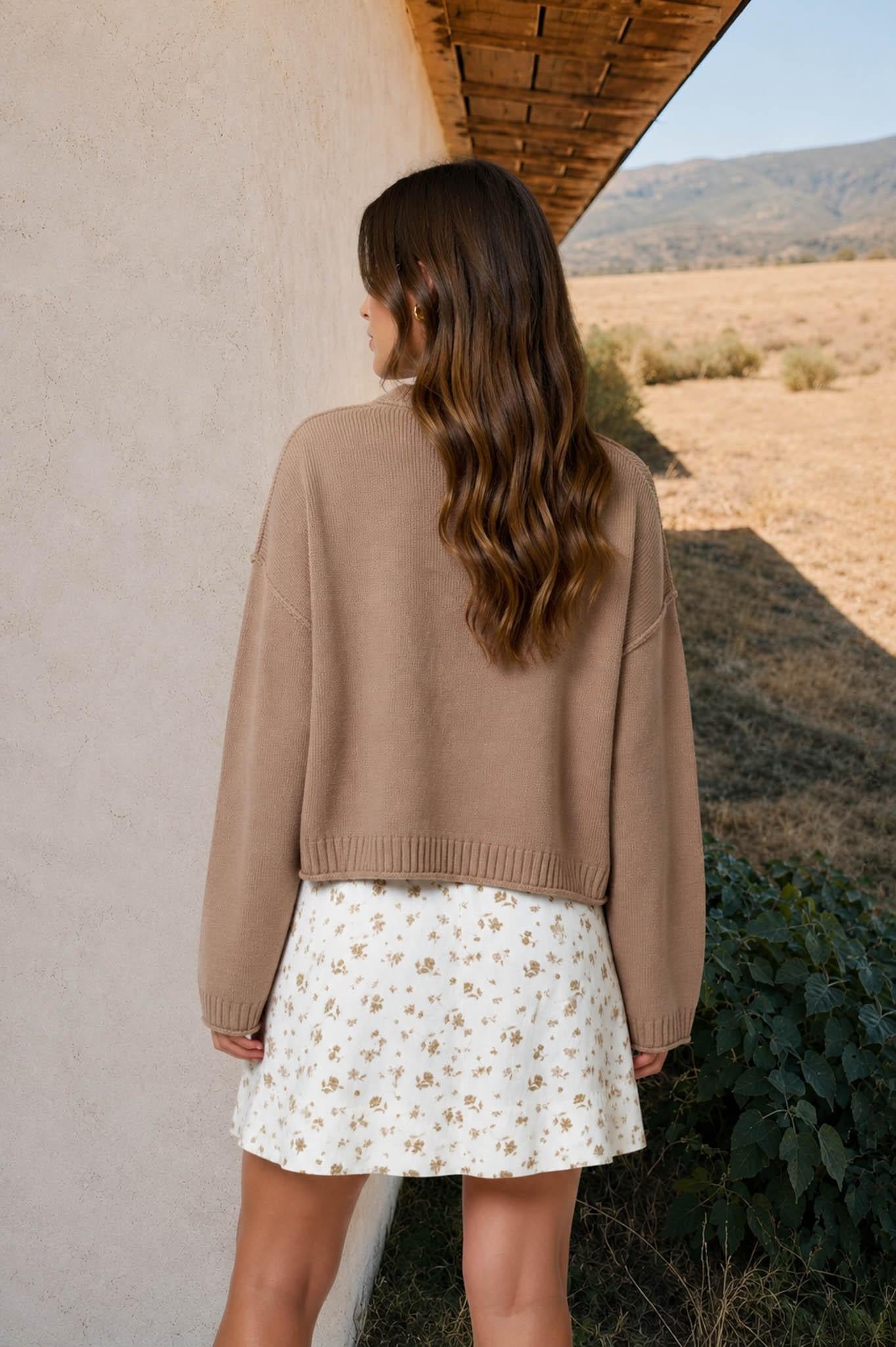 Raw Edge Exposed Seam Button Down Knit Cardigan