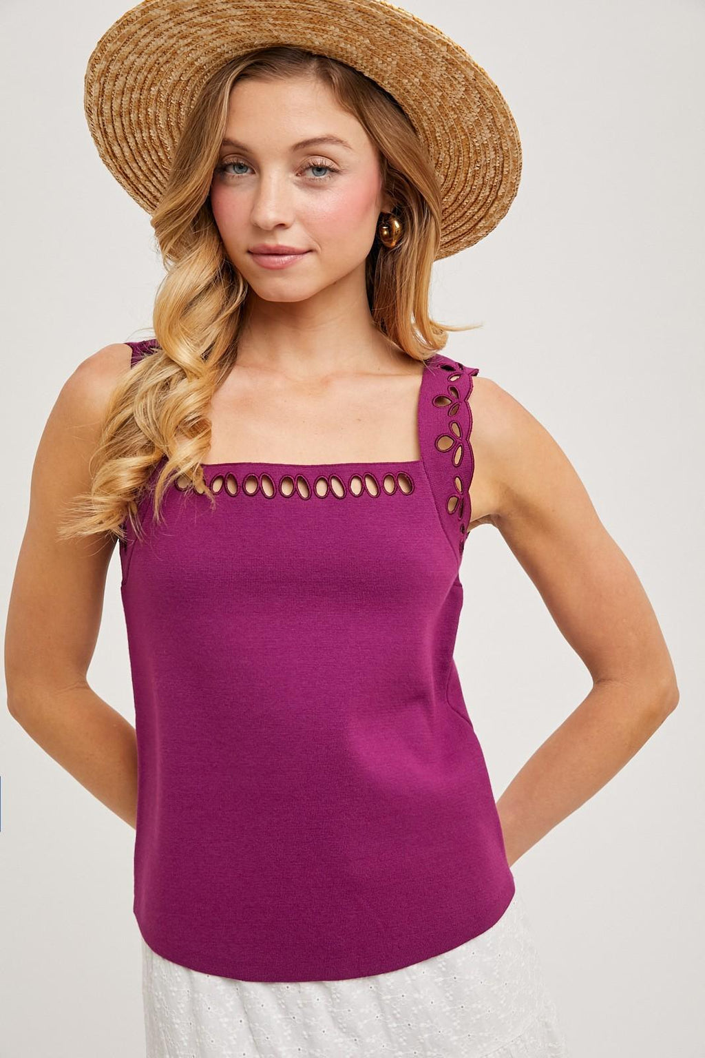 Openwork Embroidery Knit Top