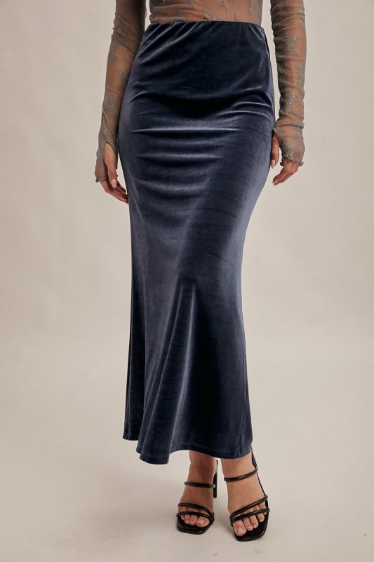 Velvet Pull On Maxi Skirt