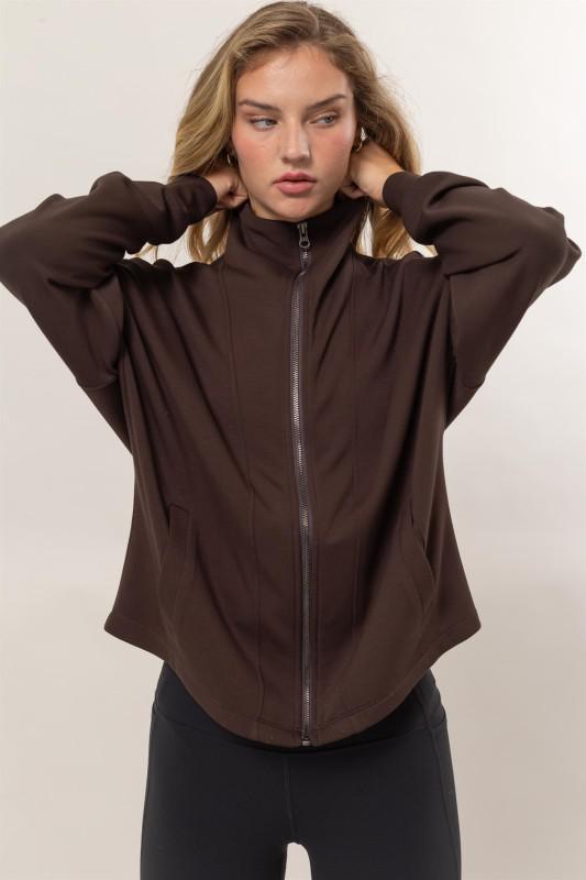 High Neck Zip-Up Jacket