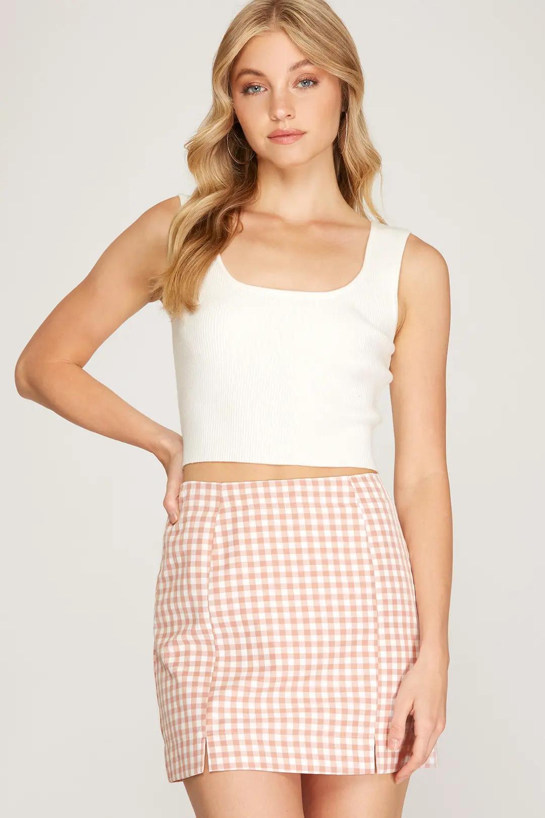 Gingham Woven Mini Skirt