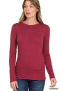 Brushed DTY Microfiber Long Sleeve Round Neck Tee