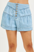Elastic Band Slouchy Shorts With Shirred Detail