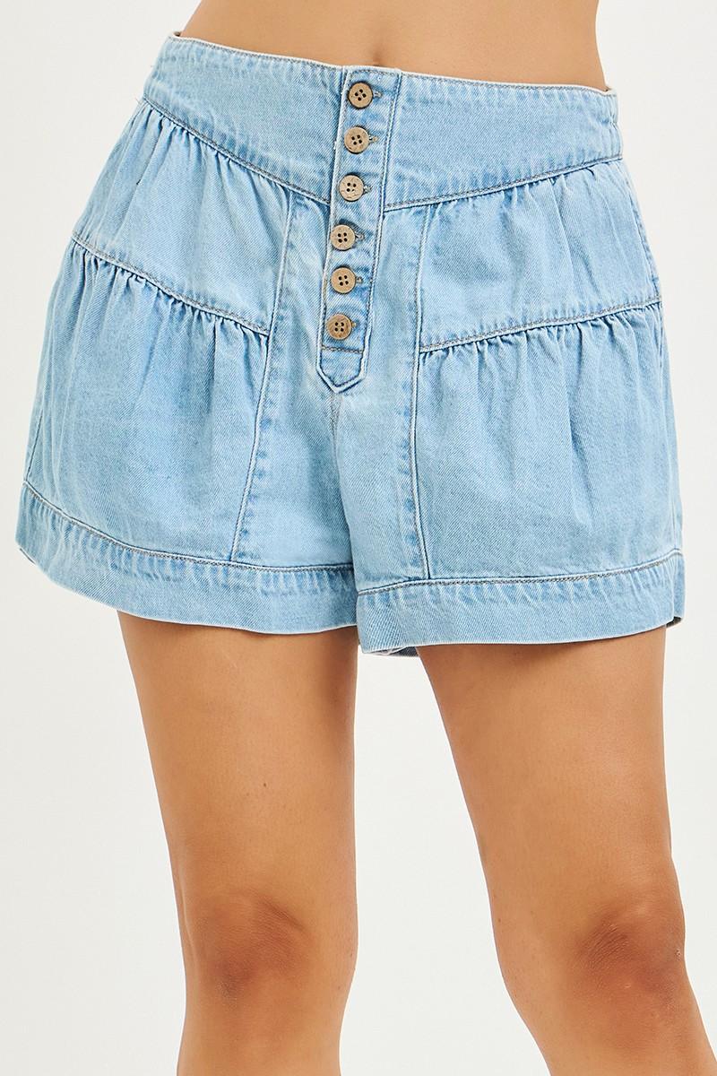 Elastic Band Slouchy Shorts With Shirred Detail
