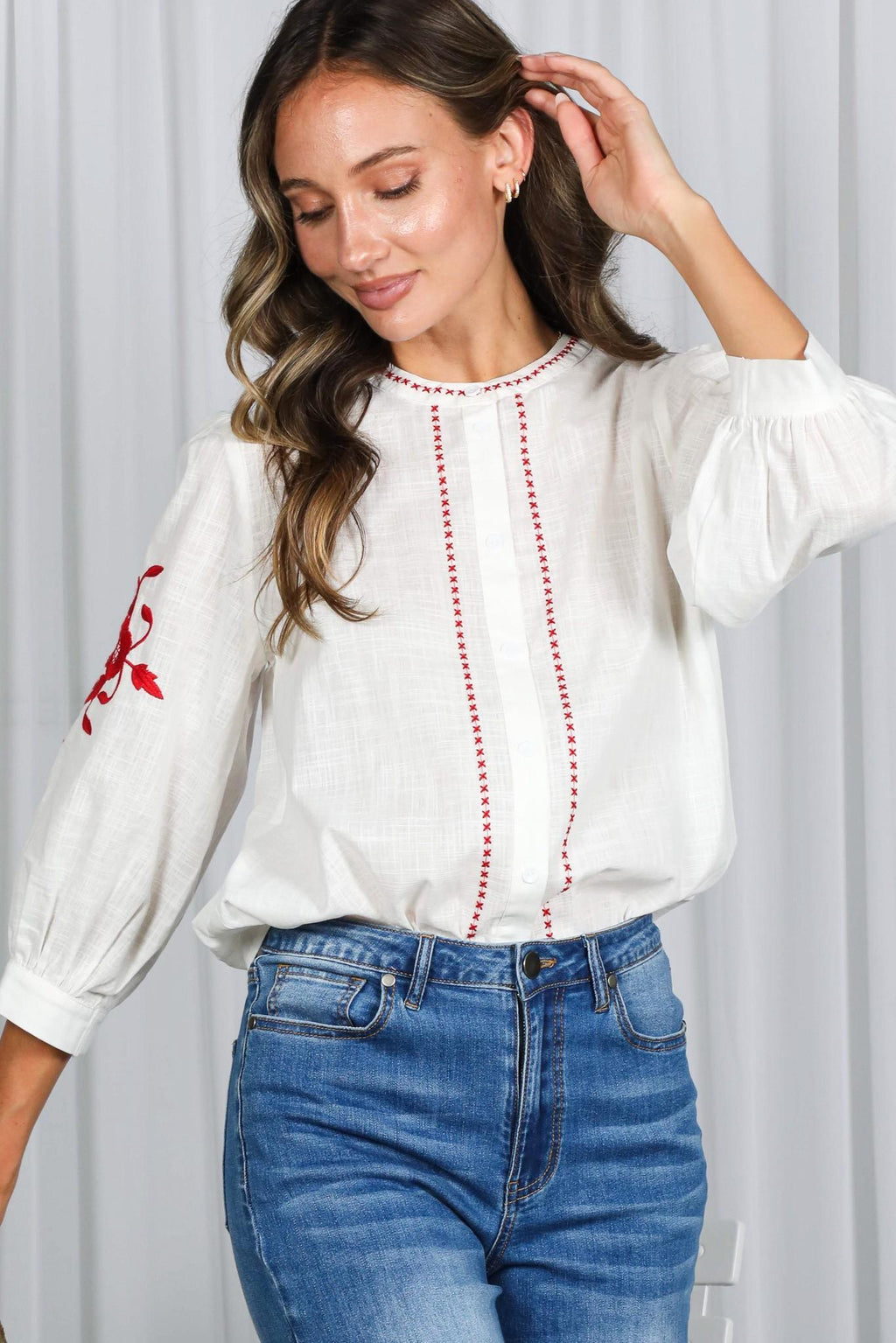 Floral Embroidered Detailing Blouse