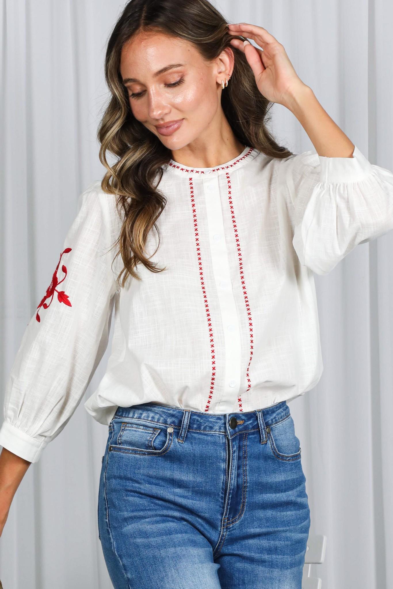 Floral Embroidered Detailing Blouse