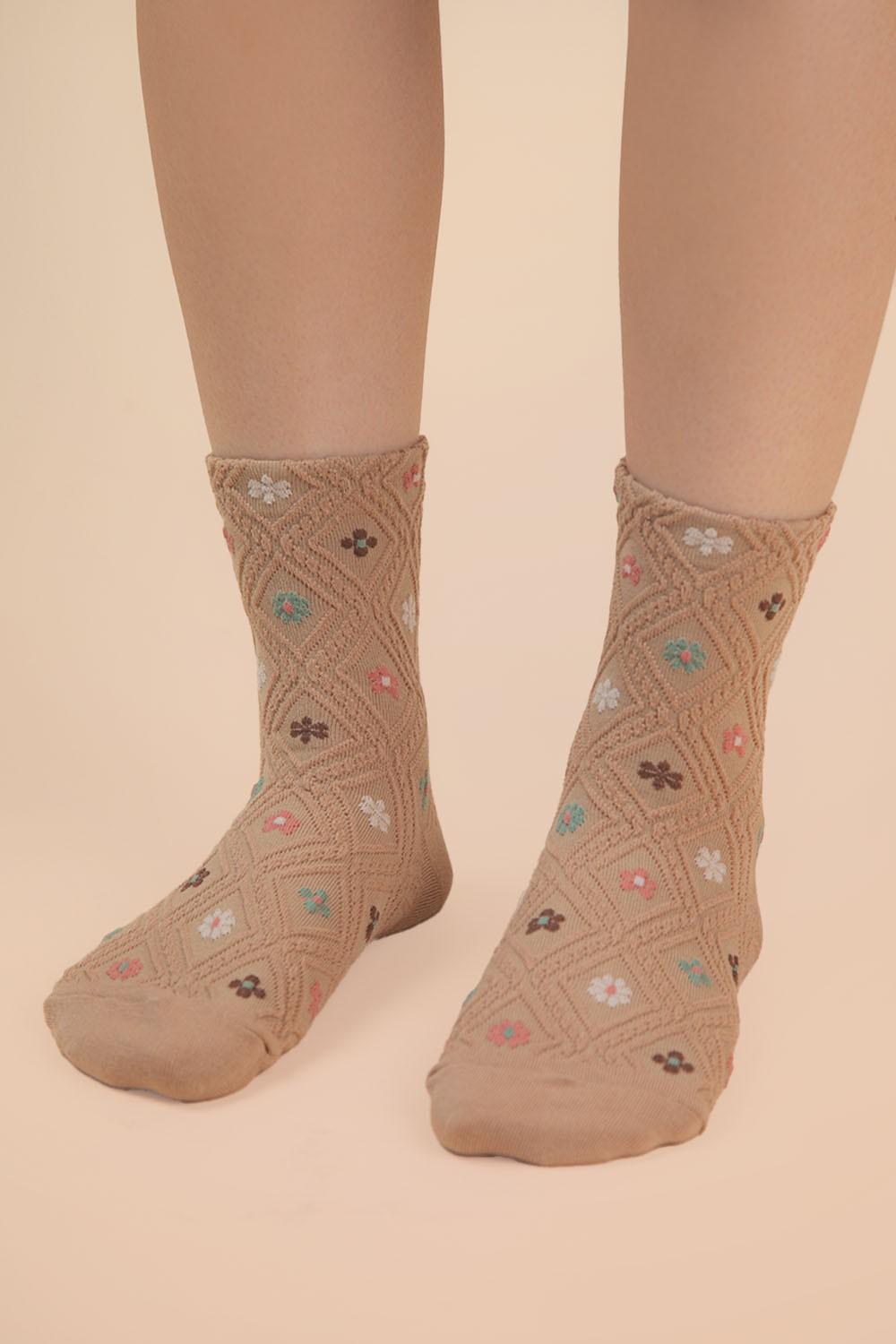 Floral Printed Textures Crew Socks