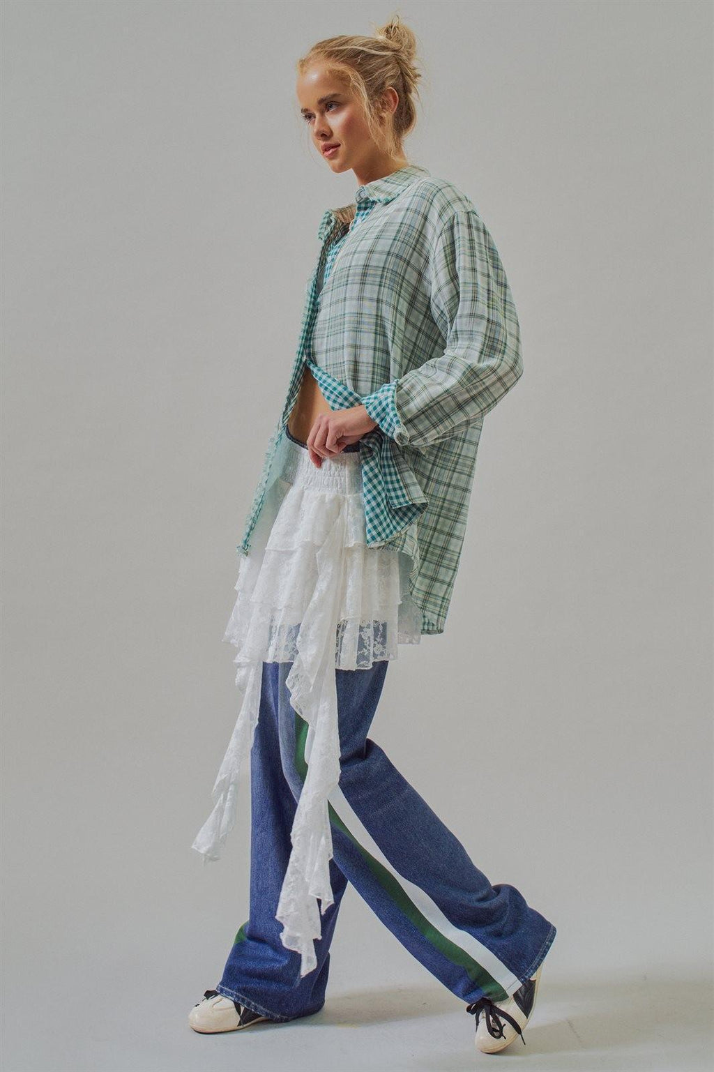 Oversized Plaid Cotton Button-Down Shirt