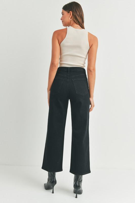 High Rise Cargo Pocket Wide Leg Jean