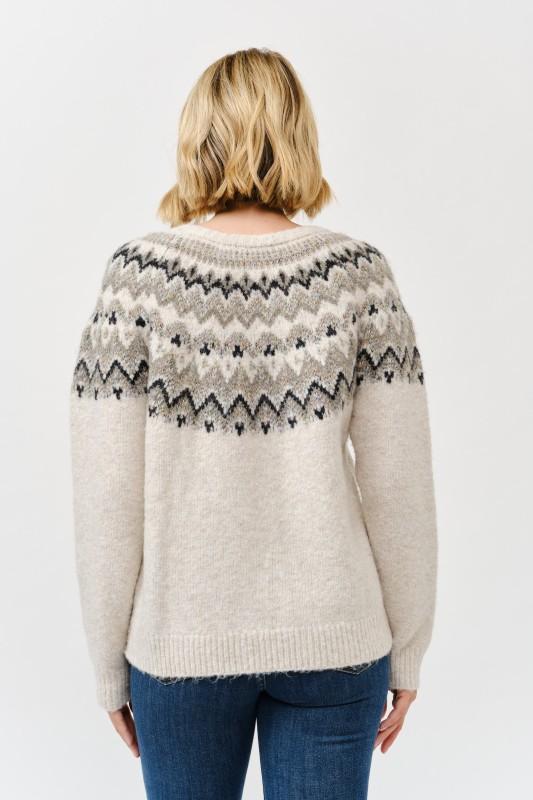 Cielo Round Neck Embellished Knit Sweater