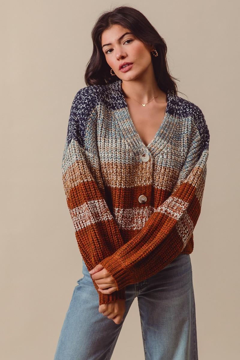 Multi Color Stripe Sweater Cardigan