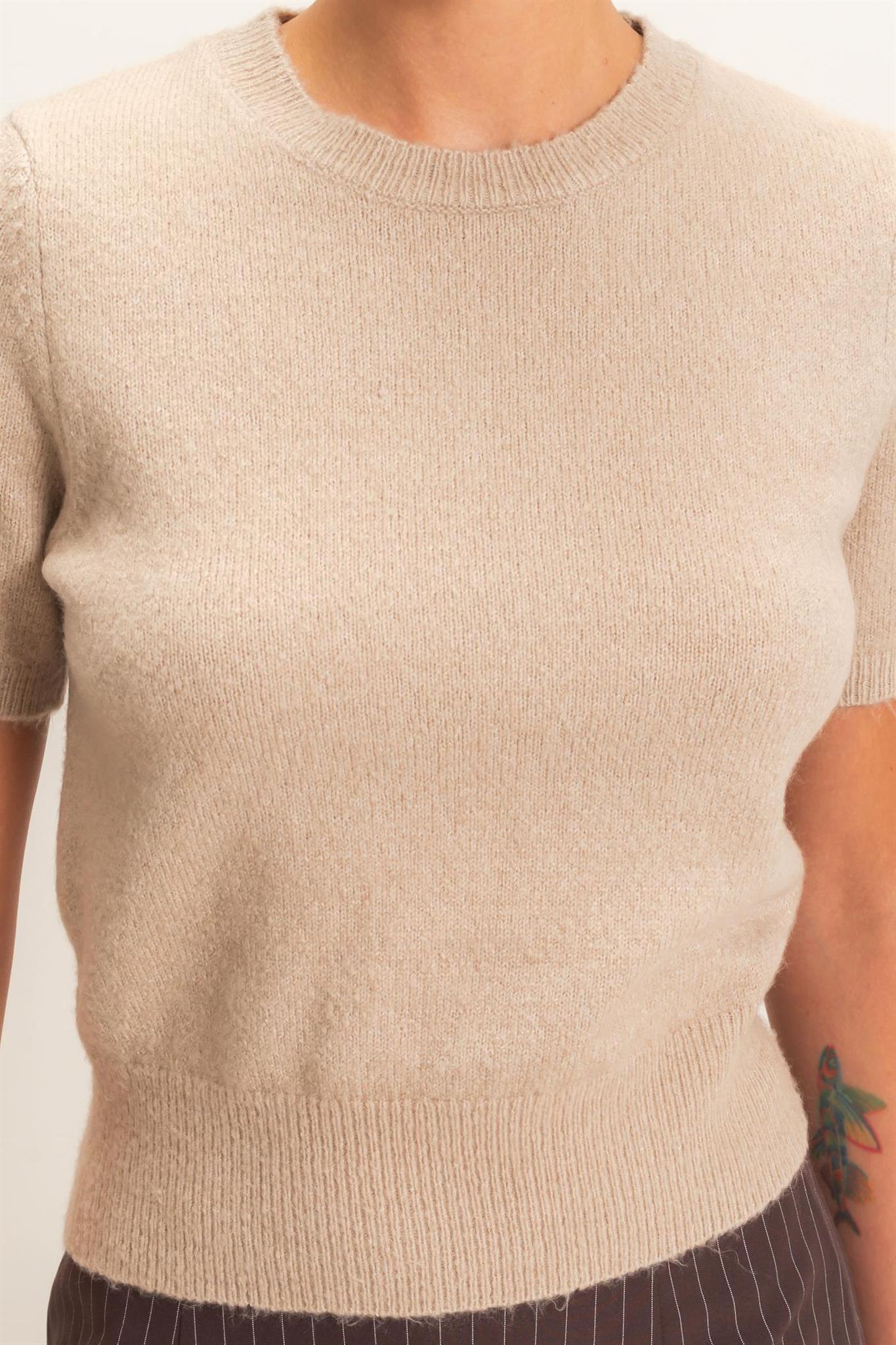 Crew Neck Short Sleeve Knit Top