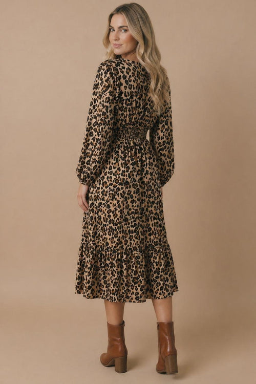 Animal Print Empire Silhouette Midi Dress