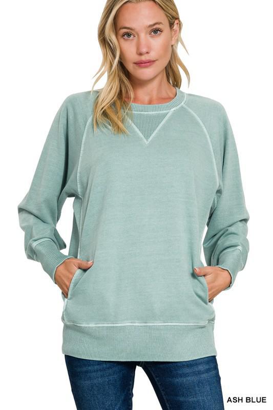 Pigment Dyed French Terry Pullover with Pockets