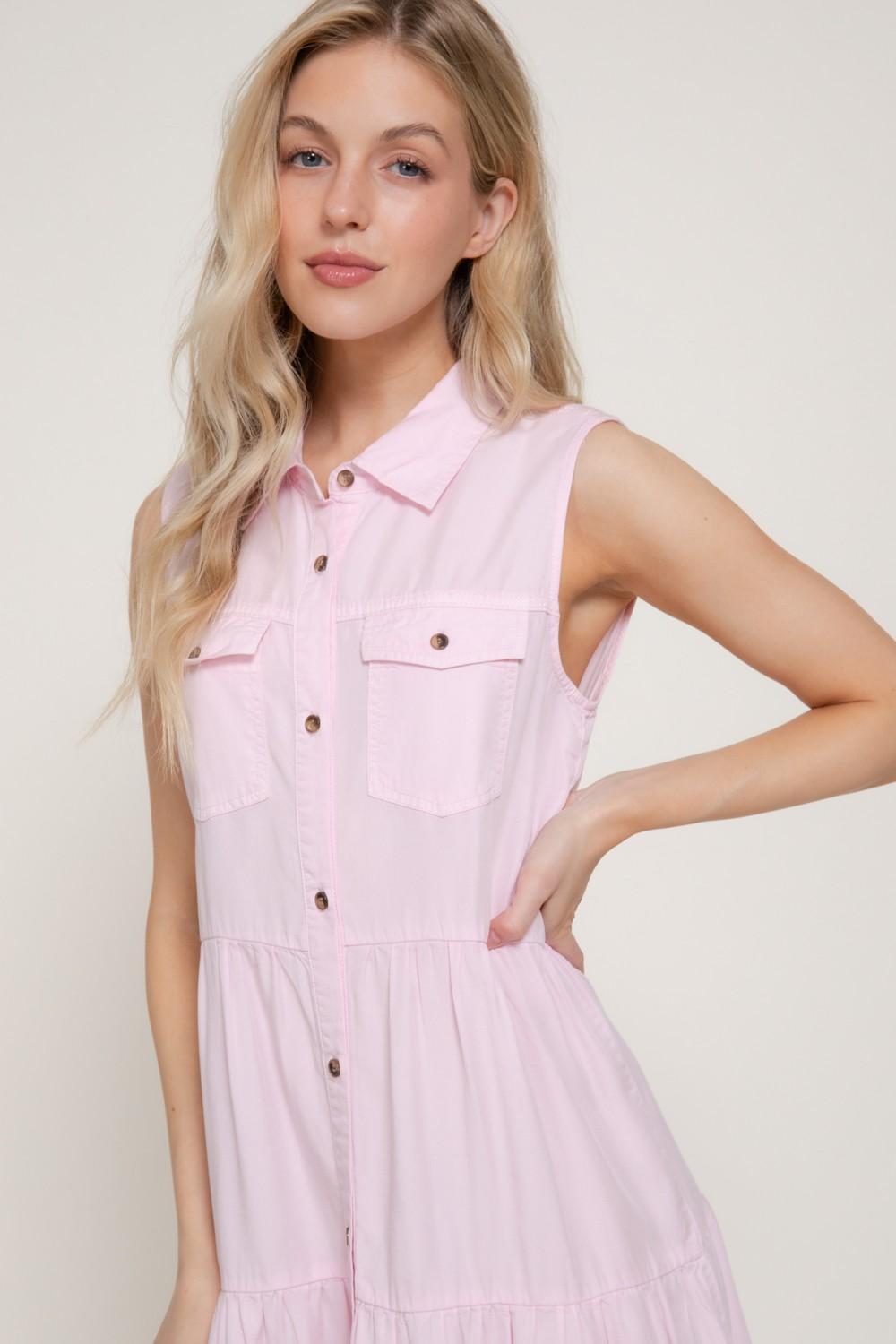 Sleeveless Button Down Lyocell Dress