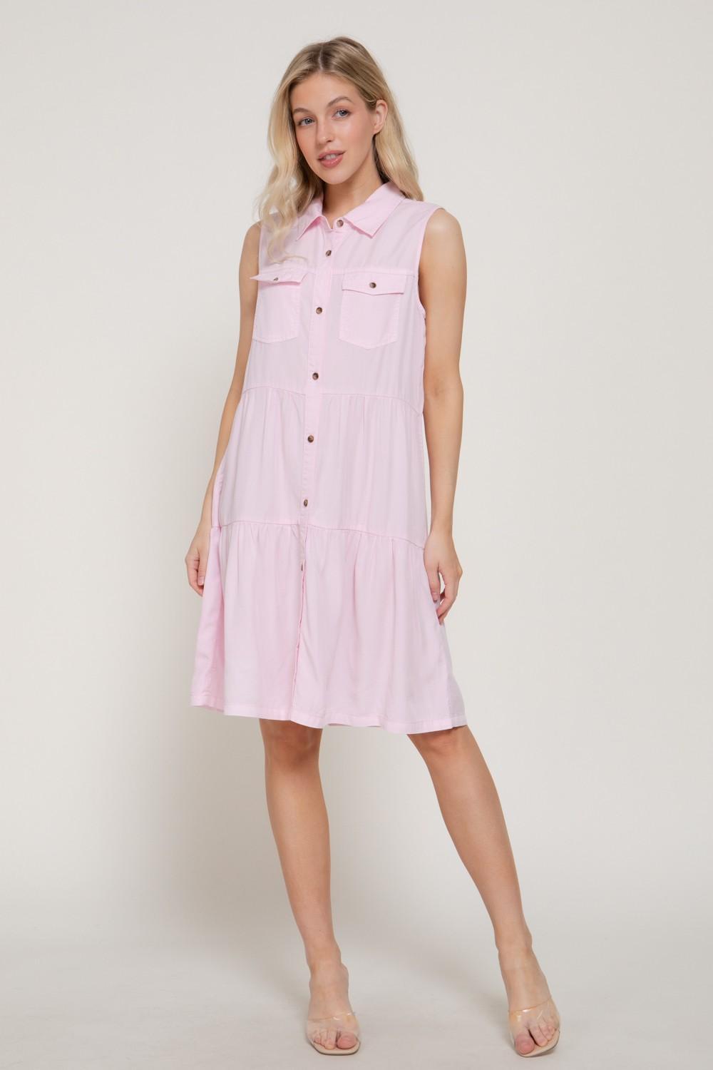 Sleeveless Button Down Lyocell Dress
