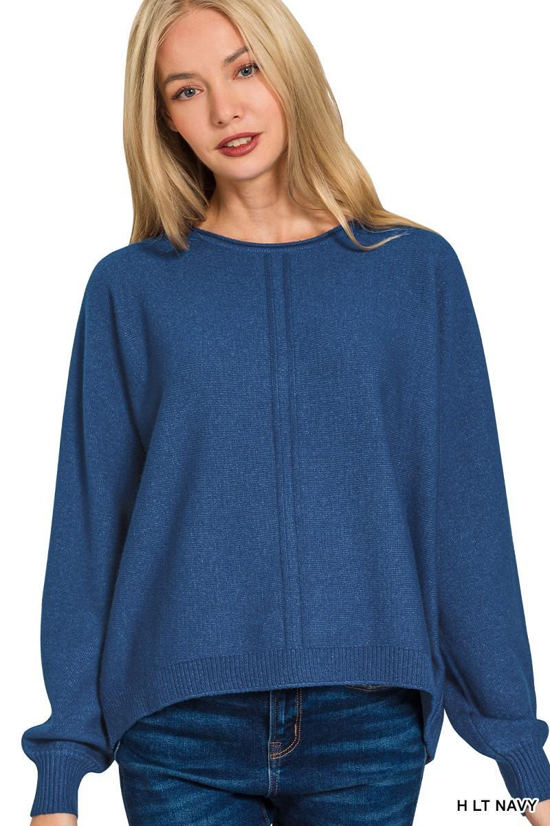 Viscose Front Seam Round-Neck Sweater