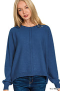 Viscose Front Seam Round-Neck Sweater