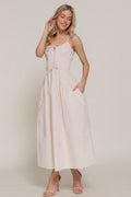 Front Tie Tiered Long Dress