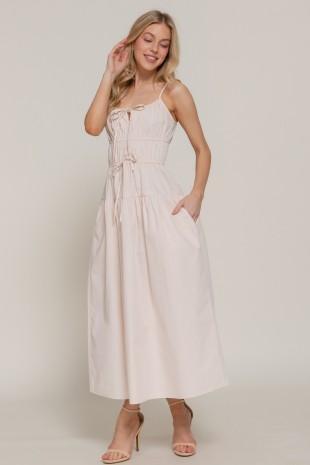 Front Tie Tiered Long Dress