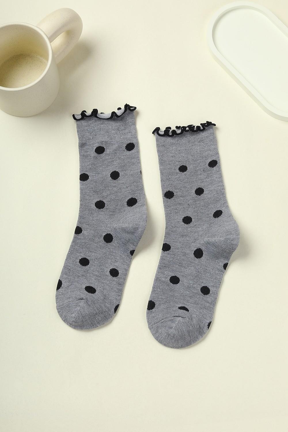 Ruffled Polka Dot Crew Socks