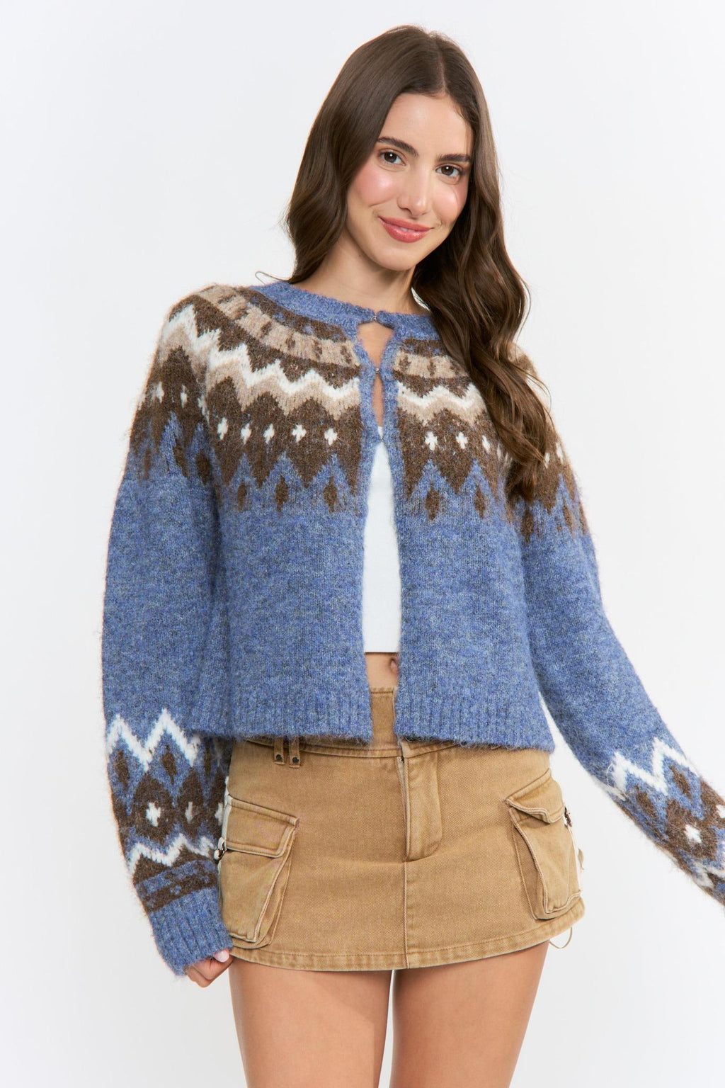 Nordic Pattern Knit Cardigan