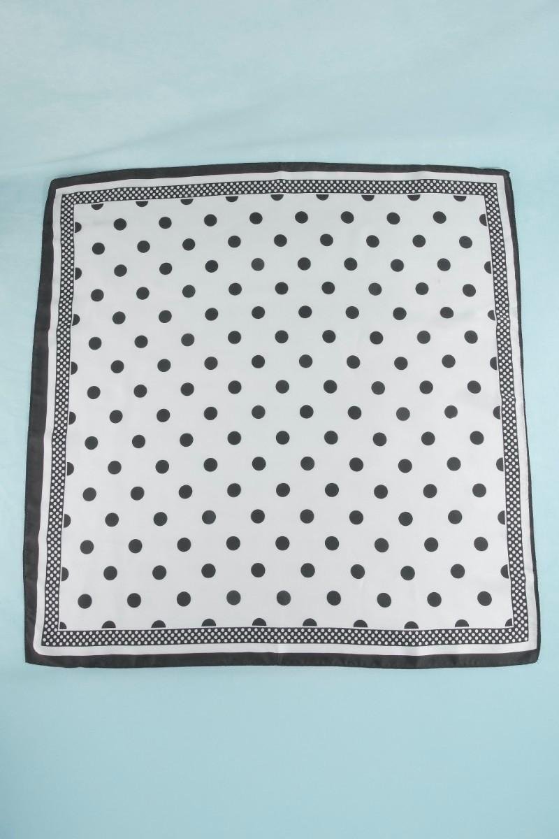 Polka Dot with Dotted Border Print Satin Square Scarf
