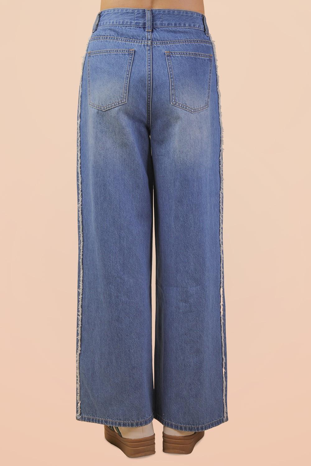 Very Jean Frayed Detail Washed Denim Pants