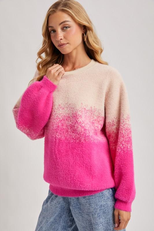 Fuzzy Ombre Knit Sweater