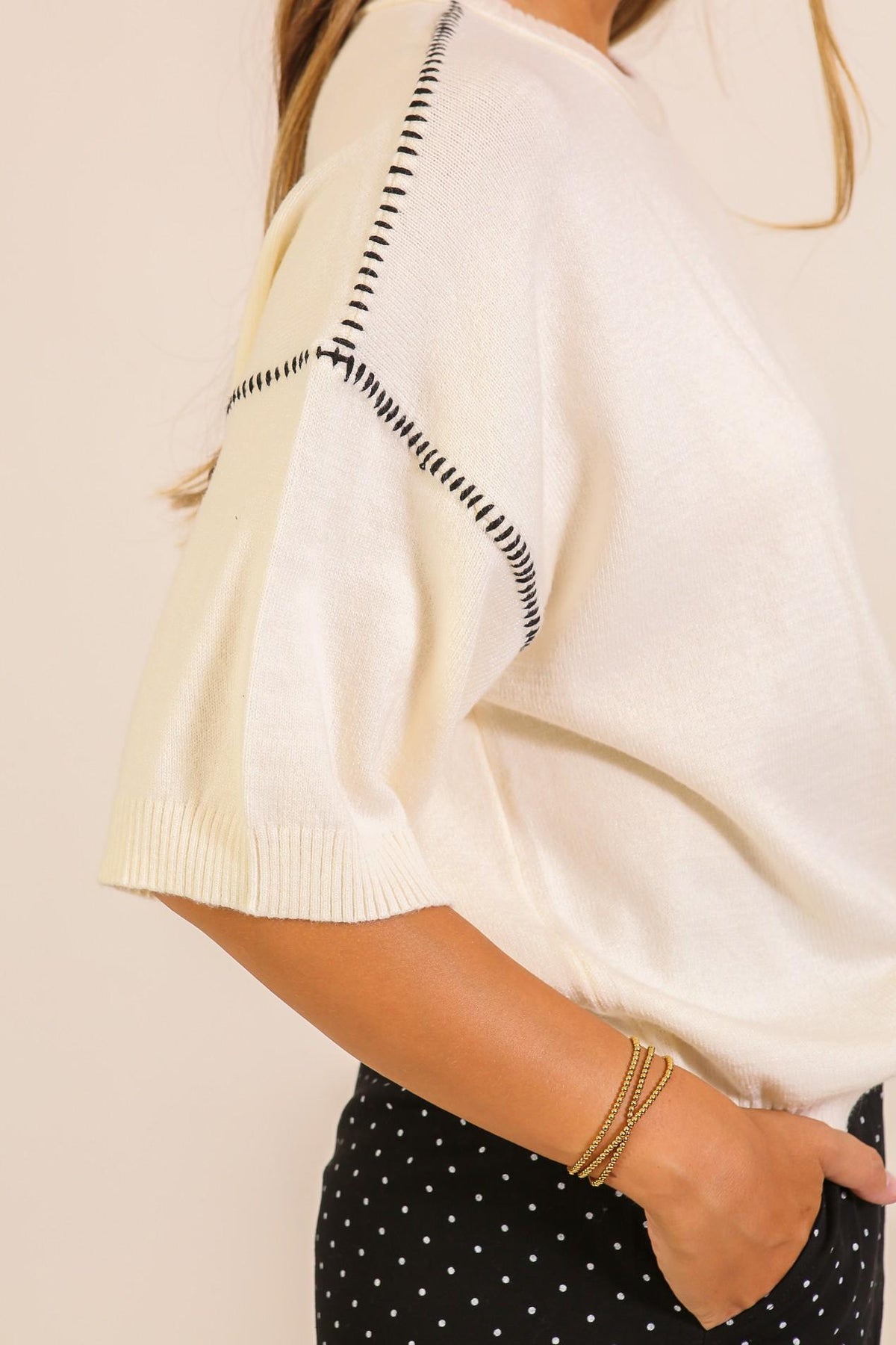 Relaxed Knit Short Sleeve Sweater