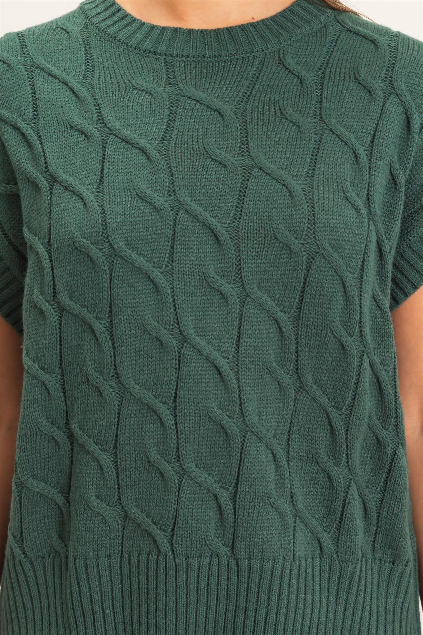 Cable Knit Cap Sleeve Sweater