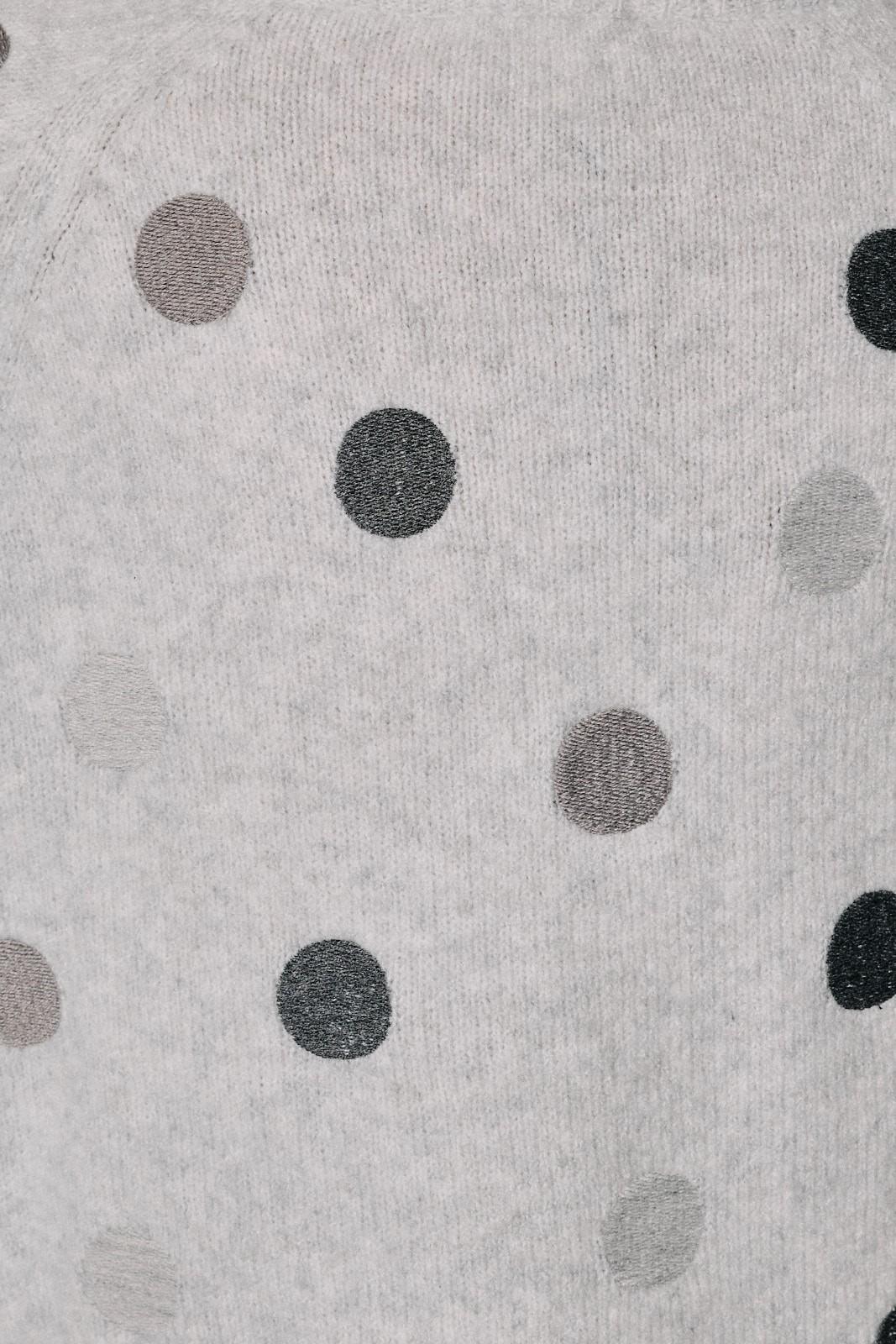 Fuzzy Polka Dot Raglan Short Sleeve Knit Sweater