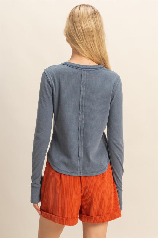 Mineral Wash Fitted Ribbed Top