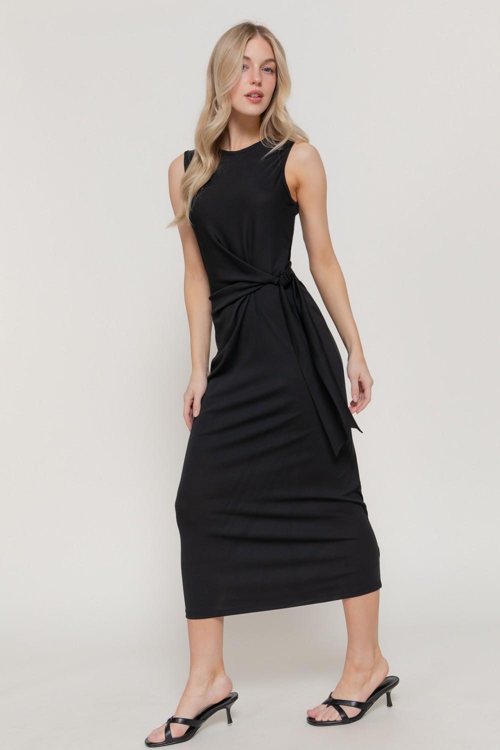 Sleeveless Waist Tie Midi Dress
