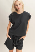 Sleeveless Crew Neck Top And Shorts Set