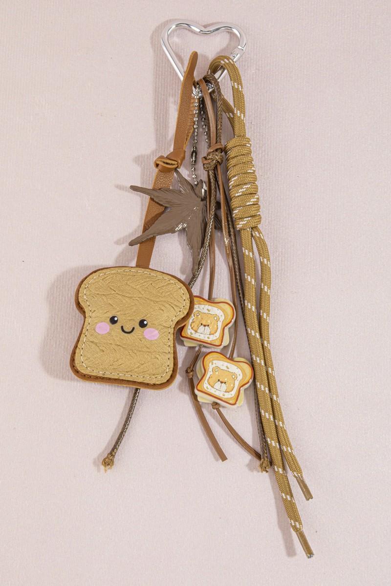 Smiley Toast & Maple Leaf Bag Charm