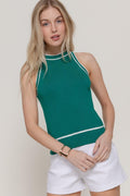 Contrast Stripe Halter Neck Spring Sweater