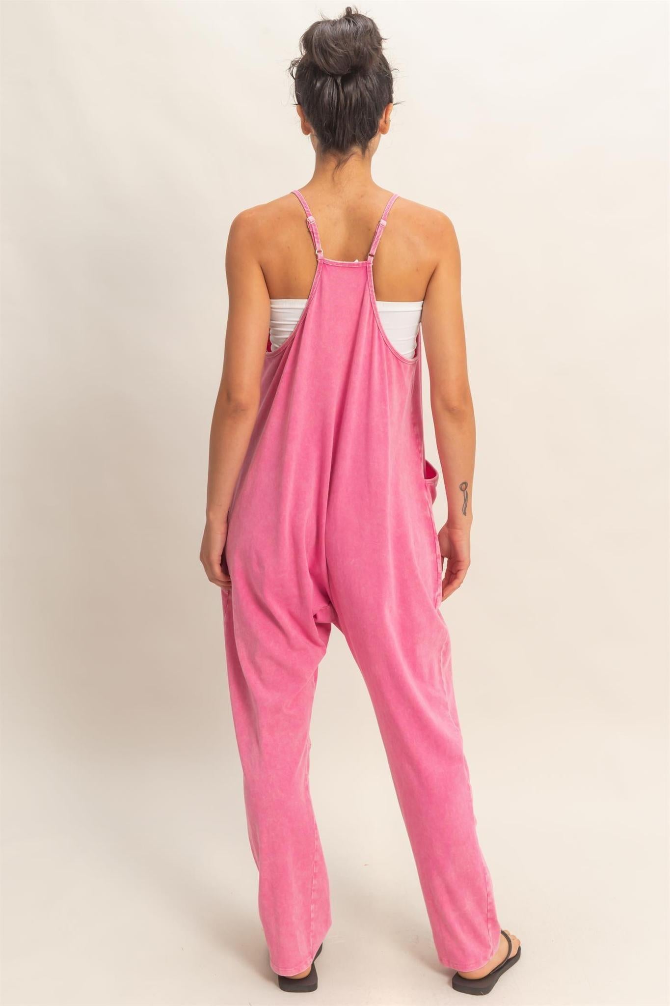 Mineral Wash Spaghetti Strap Jumpsuit