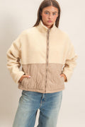 Quilted Sherpa Zip-Up Jacket