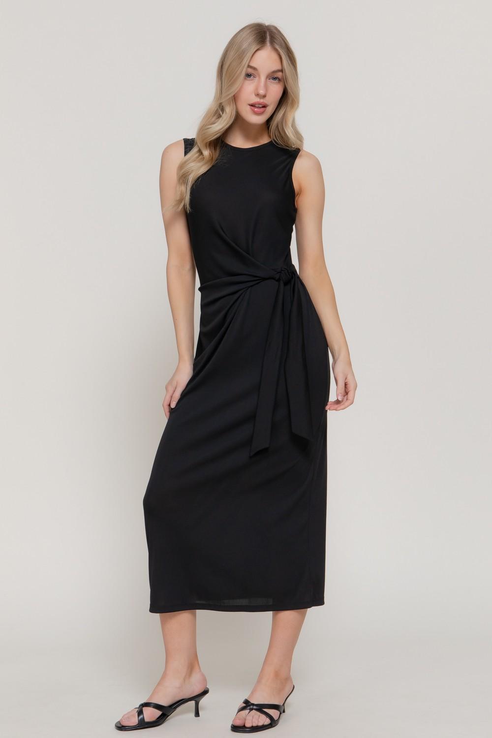 Sleeveless Waist Tie Midi Dress