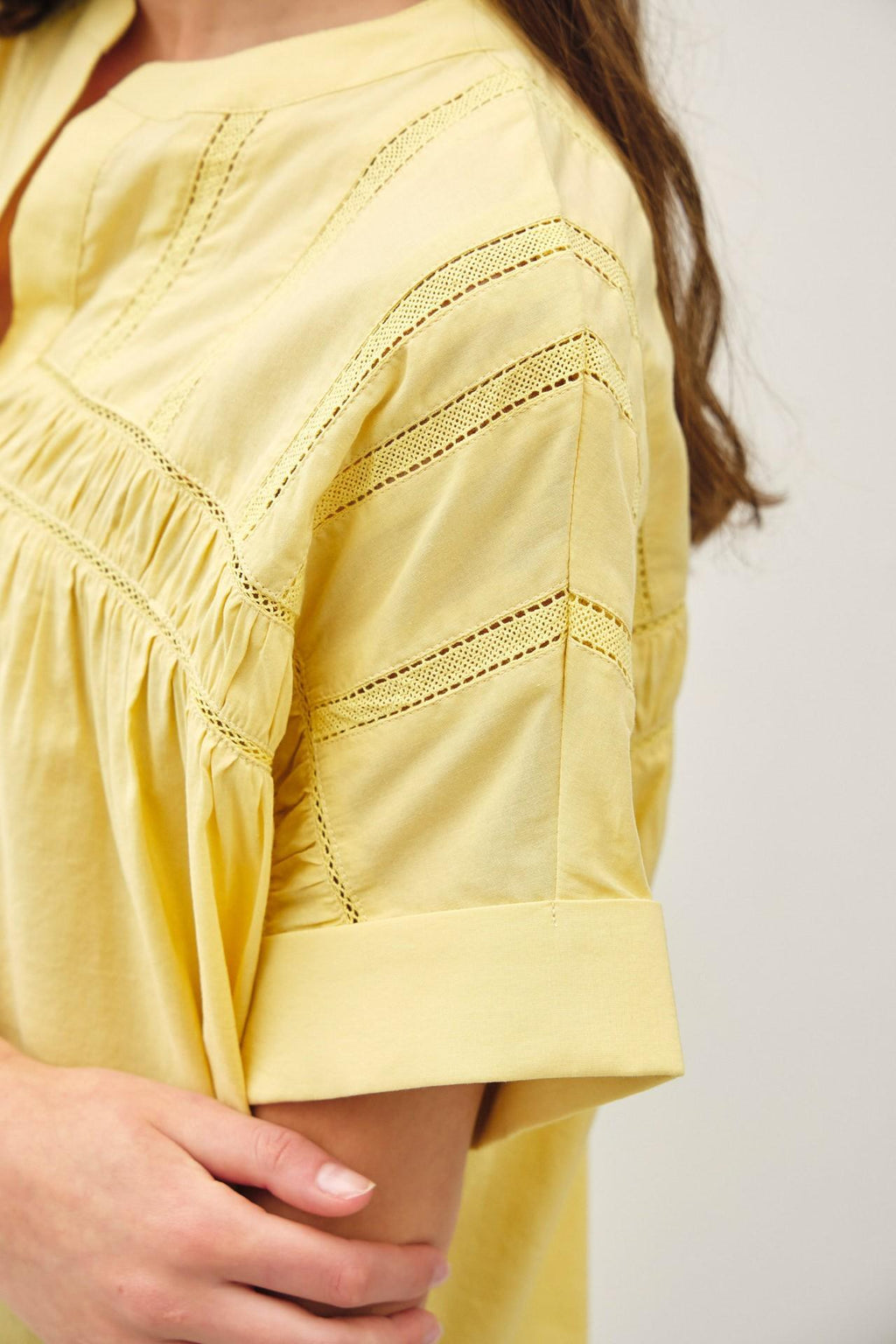 Eyelet Laced Oversize Dolman Sleeve Top