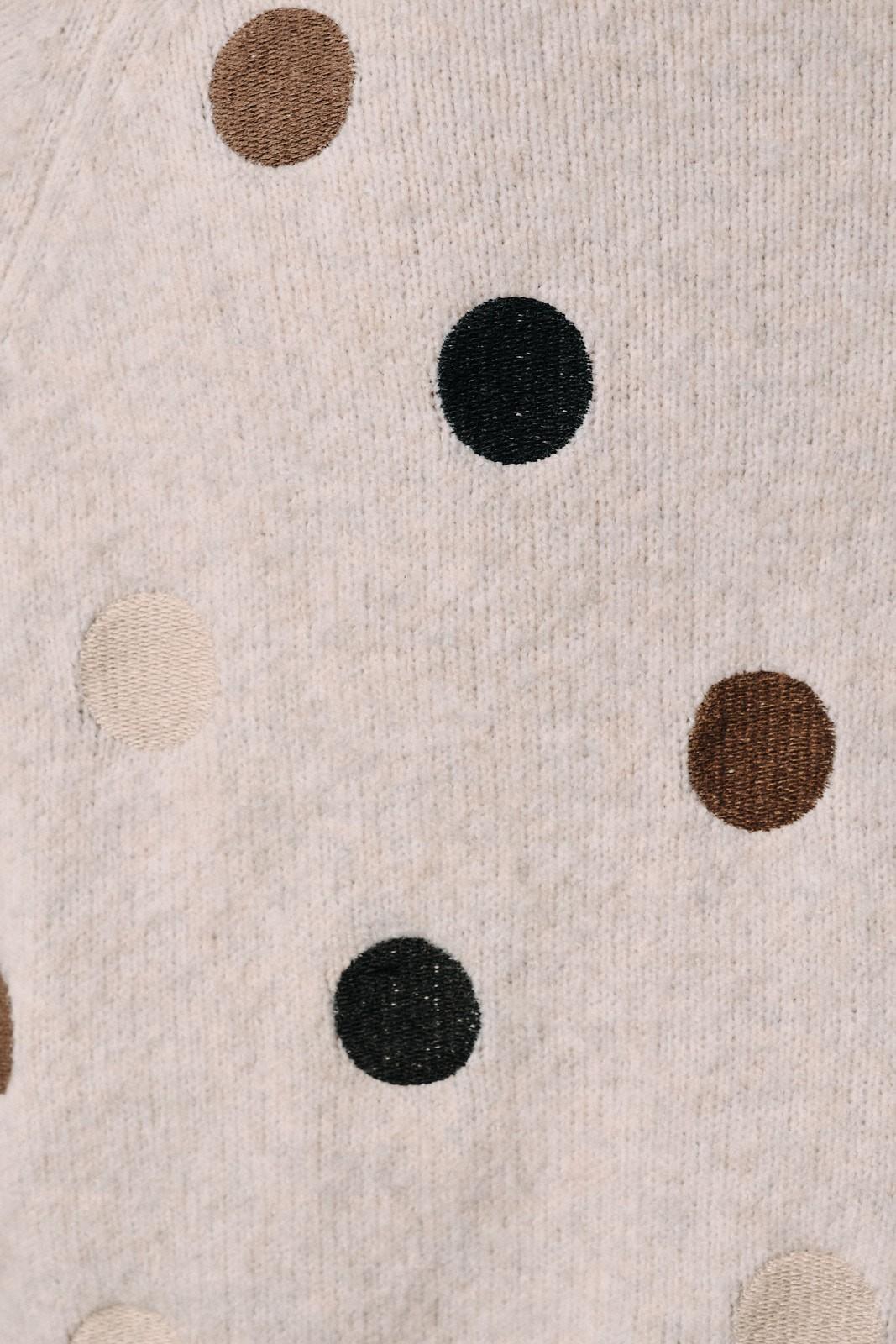 Fuzzy Polka Dot Raglan Short Sleeve Knit Sweater