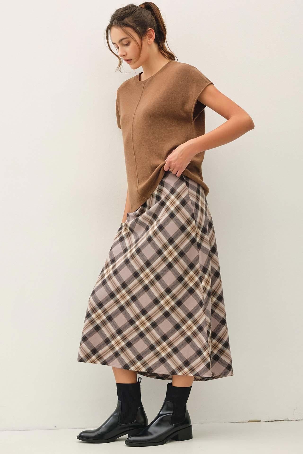 Campbell Plaid Knee Length A-Line Skirt
