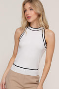 Contrast Stripe Halter Neck Spring Sweater