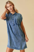 Tencel Denim Short Sleeve Shirt Mini Dress